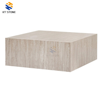 Table basse en marbre sur mesure avec cadre en métal et espace de rangement, adaptée à la famille, à l'hôtel, à la villa, à la salle à manger en plein air