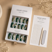 Boîte en carton biodégradable personnalisable avec fenêtre transparente pour ongles press-on, emballage cadeau écologique unique et charmant