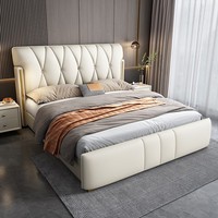 Lit de rangement luxueux de style européen moderne JUNYUHAO, taille King/Queen, en cuir de qualité supérieure, mousse haute densité, certifié E0, structure en pin