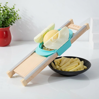 Groentehakker Mandoline Snijder Ui Aardappel 7mm Batonnet Strip Gepatenteerde Uitvinding Handbeschermer Massief Hout Handmatig Karton