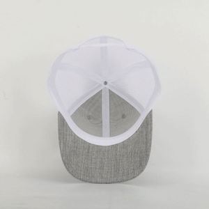 Custom High Quality 6 Panel Classic Polyester Cotton Low Moq Heather Grey Embroidery <b>Patch</b> Logo Mesh Trucker Cap Hat for Sale - Product Image 6