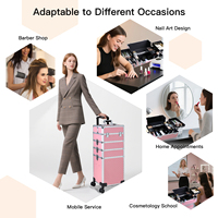 Maleta de Maquillaje Profesional Obox Holographic Candy Rolling, de Aluminio, con Ruedas, de Gran Capacidad, para Cosméticos de Lujo