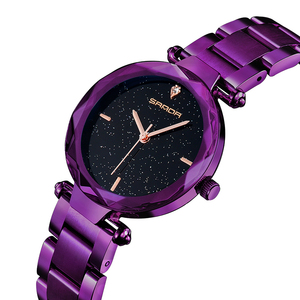 SANDA 243 beautiful purple girls bling <span class=keywords><strong>orologio</strong></span> al quarzo cinturino in acciaio super resistente all'acqua sottile <span class=keywords><strong>orologio</strong></span> da polso da lavoro conciso - Product Image 1