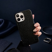 Funda de Cuero para Teléfono con Grabado de Cocodrilo, Resistente a Impactos, para iPhone