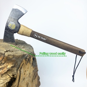Asse a doppia lama di alta qualità lame in acciaio ad alto tenore di carbonio spesso China in <span class=keywords><strong>legno</strong></span> di quercia manico (400mm) per uso industriale artigianale limitato - Product Image 4