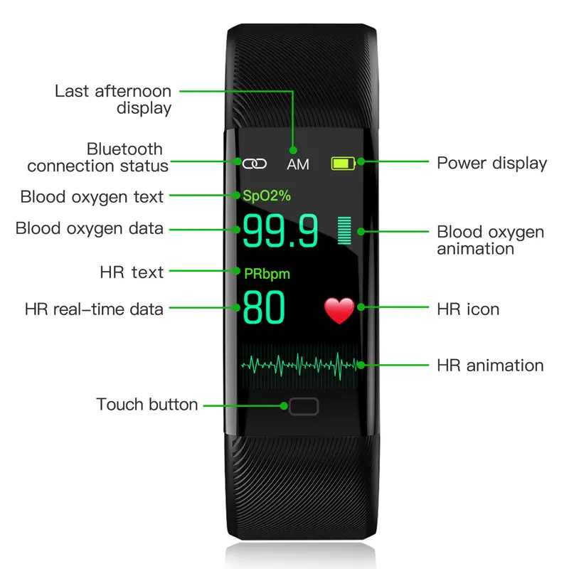 Body Temperature Heart Rate Monitor Smart Bracelet Wristwatch F07T IP67 Waterproof Sleep Reminder Smart Watch Men Women