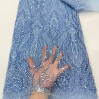 Tissu en dentelle avec paillettes et perles pour robe de mariée Tissu en maille Broderie de paillettes pour robe