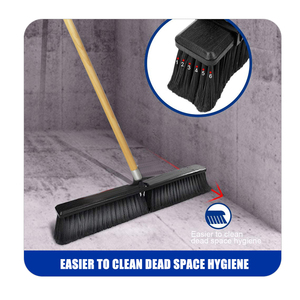 Cabezal de escoba de empuje de grado industrial PET resistente de 24 pulgadas para cubierta, entrada, garaje, patio, almacén, escobas de hormigón y recogedores - Product Image 5