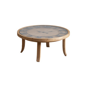 Vintage Style Coffee <b>Table</b> With Glass <b>Top</b> Solid <b>Wood</b> Round <b>Table</b> For Living Room Retro Design Small Size A2805 - Product Image 5
