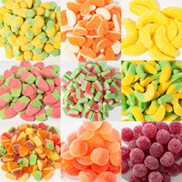 Bonbons gélifiés acidulés en forme de fruits, saveurs multiples de fruits, pastèque, banane, orange, ananas, bonbons mous, directement de l'usine