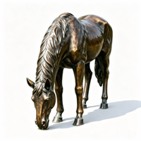 Sculpture de cheval en bronze poli avec longue crinière pour décoration extérieure de hall d'hôtel, jardin, ferme, ranch – Taille, couleur et logo personnalisables
