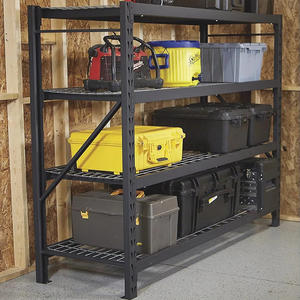 Rak penyimpanan 4 tingkat tugas berat dengan dek jala galvanis, dilapisi bubuk yang dapat disesuaikan & perakitan mudah untuk gudang, garasi, ritel - Product Image 6