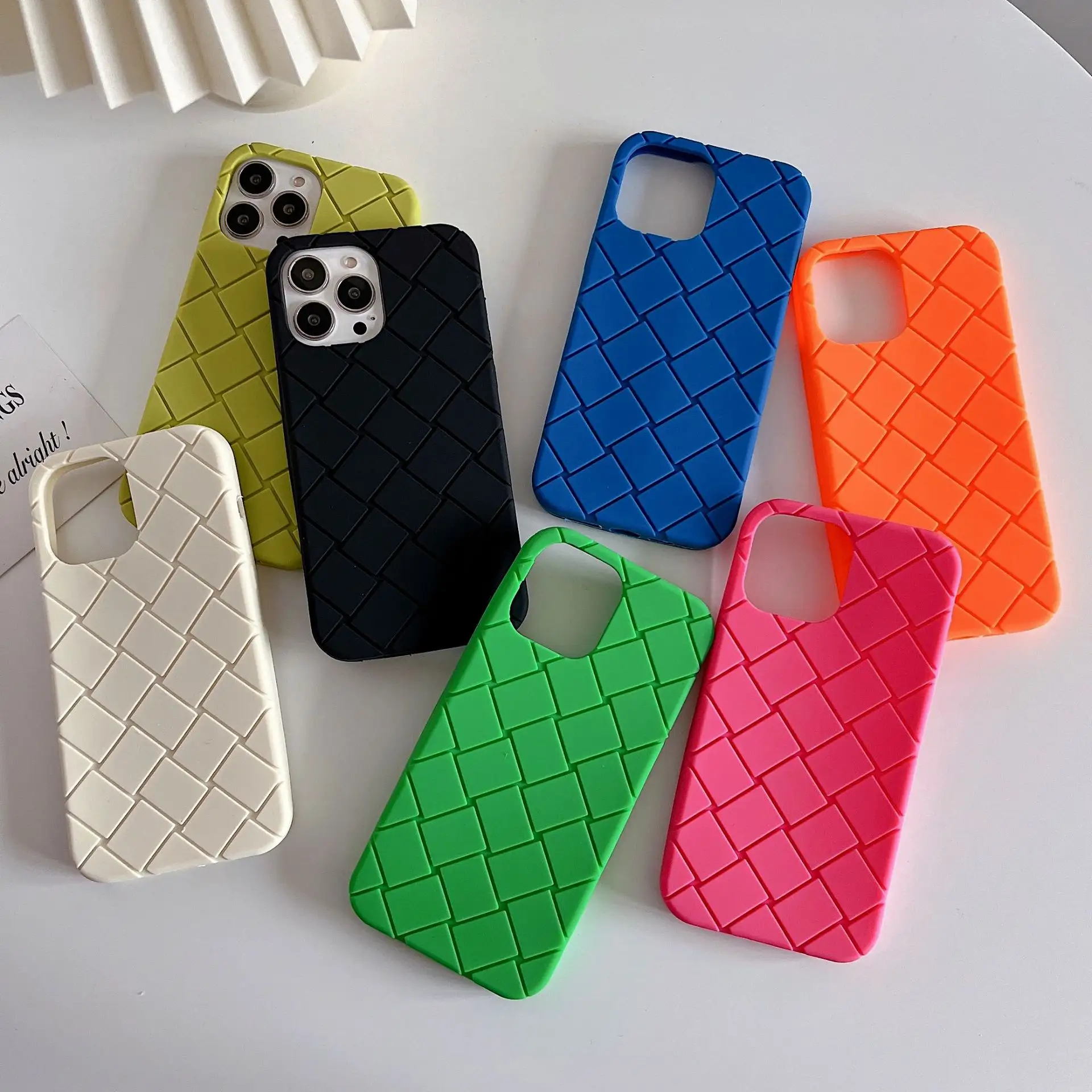 Pure Color Weave Grain Design Soft Silicone Shockproof Phone Case For iPhone 13 13 Pro Max