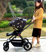 Poussette bébé réversible à grandes roues en caoutchouc, haute vue, pour nouveau-né et tout-petit
