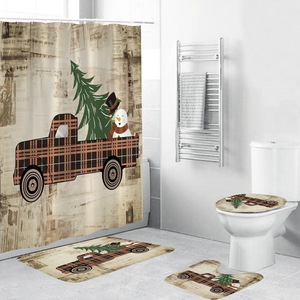 Juego <span class=keywords><strong>de</strong></span> 4 piezas <span class=keywords><strong>de</strong></span> cortina <span class=keywords><strong>de</strong></span> ducha navideña con estampado <span class=keywords><strong>de</strong></span> Papá Noel, muñeco <span class=keywords><strong>de</strong></span> nieve y camión <span class=keywords><strong>de</strong></span> Navidad, alfombra <span class=keywords><strong>de</strong></span> <span class=keywords><strong>baño</strong></span> y funda para inodoro, impermeable, <span class=keywords><strong>de</strong></span> poliéster, para <span class=keywords><strong>baño</strong></span> festivo - Product Image 3