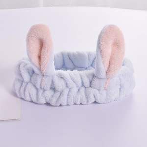 Bandeaux à Logo personnalisé, Spa, molleton de corail, maquillage cosmétique, tissu de douche, oreilles de lapin, bandeaux <span class=keywords><strong>pour</strong></span> laver les cheveux du visage des femmes - Product Image 6