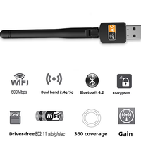 Tarjeta de Red USB de Doble Banda Personalizada para Laptop Inalámbrica, RTL8821 WLAN, Externa, Sin Controladores, Receptor de Tarjeta de Red de 600M para Computadora