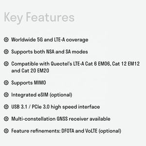 Módulo <span class=keywords><strong>IoT</strong></span> Qualcomm SDX62 5G, 5G, M.<span class=keywords><strong>2</strong></span>, M.<span class=keywords><strong>2</strong></span>, certificado FCC/IC/CE/JATE/PTCRB, para enrutador CPE, <span class=keywords><strong>IoT</strong></span> Industrial - Product Image 6
