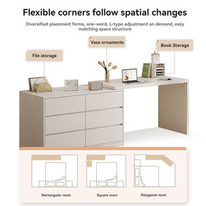 Escritorio de computadora doble estilo crema Escritorio de <span class=keywords><strong>estudio</strong></span> en casa para estudiantes escritorio simple <span class=keywords><strong>con</strong></span> cajón - Product Image 5