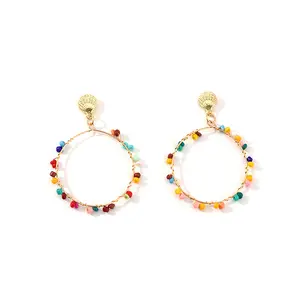 2020 Grosir Jhumka Hoop Earrings Hotsale Mode Jimat India Terbaru Emas Aloi Anting Perhiasan Anting untuk Wanita