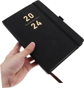 2024 Agendaboek Zwart Schema 365 Dagelijkse Planning Notebook Draagbare Maand Divider Tab Kantoor Jaarplanner Dagboek