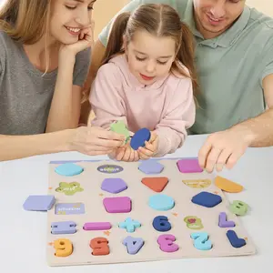 나무 어린이 스크래치 보드 매칭 퍼즐 모양 빌딩 블록인지 보드 장난감 조기 교육 숫자 모양 퍼즐