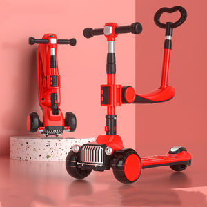 Vente en gros Roues clignotantes en PU Scooter pour enfants Scooter imprimé léger avec barre de poussée/Scooter portable pliable pour enfants à 3 roues - Product Image 1