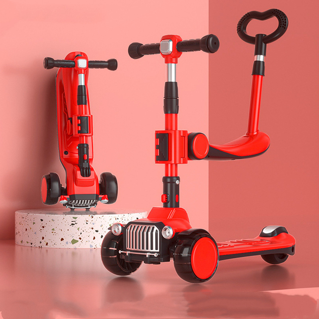Wholesale Pu Flashing Wheels Kids Scooter Light Printed Scooter With Pushbar/ 3 Wheel Portable Foldable Kids Scooter