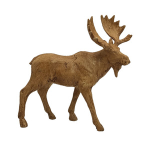 Estatua de reno con efecto tallado de madera de pie de resina con purpurina blanca con escultura de alce de poliresina figurita decoración de Navidad - Product Image 1