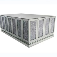Table basse de luxe de haute qualité en vente chaude avec un dessus en verre trempé et un effet diamant écrasé brillant