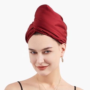 <span class=keywords><strong>Serviette</strong></span> de séchage en microfibre de satin de soie double couche personnalisée wrap <span class=keywords><strong>serviette</strong></span> de cheveux en soie turban - Product Image 1