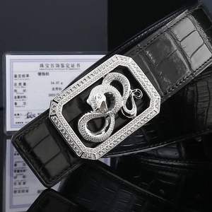 Cinturón de Piel de Cocodrilo con Hebilla Formal para Hombre, Plata de Ley S925, 3.8 cm de Ancho, Longitud Ajustable, Ligero y Duradero - Product Image 6