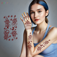 Kit de tatouage au henné brun blanc pour femmes et filles DIY motif de dentelle temporaire faux tatouages sur le corps visage bras jambes imprimé sur papier