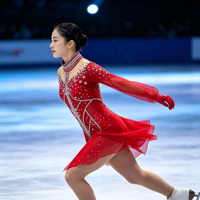 Robe de patinage artistique rouge à strass, col montant, dos évidé, manches longues, en maille, pour compétition de patinage sur glace, personnalisable