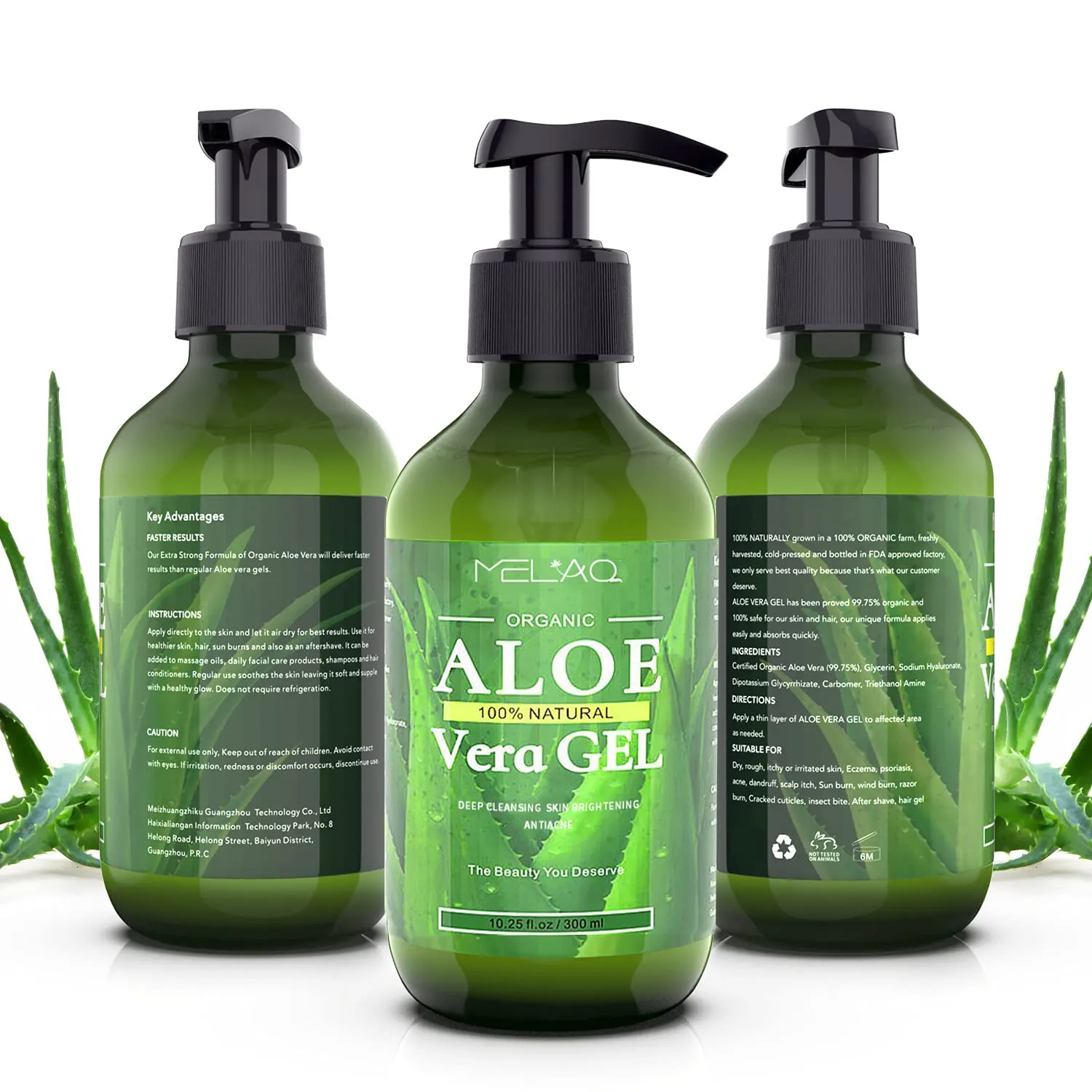 Gel di Aloe Vera idratante lenitivo per la pelle organica in Gel puro al 100% per viso e corpo