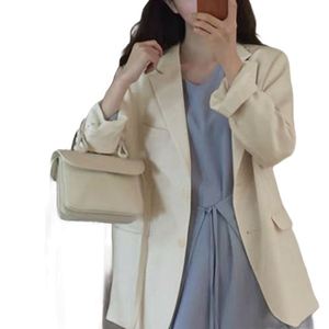 Jean Jacket for Ladies Spring Mixed Plaid Checks Women Blazer/ <strong>2022</strong> Splicing Denim Double Breasted, Office Wear - Product Image 5