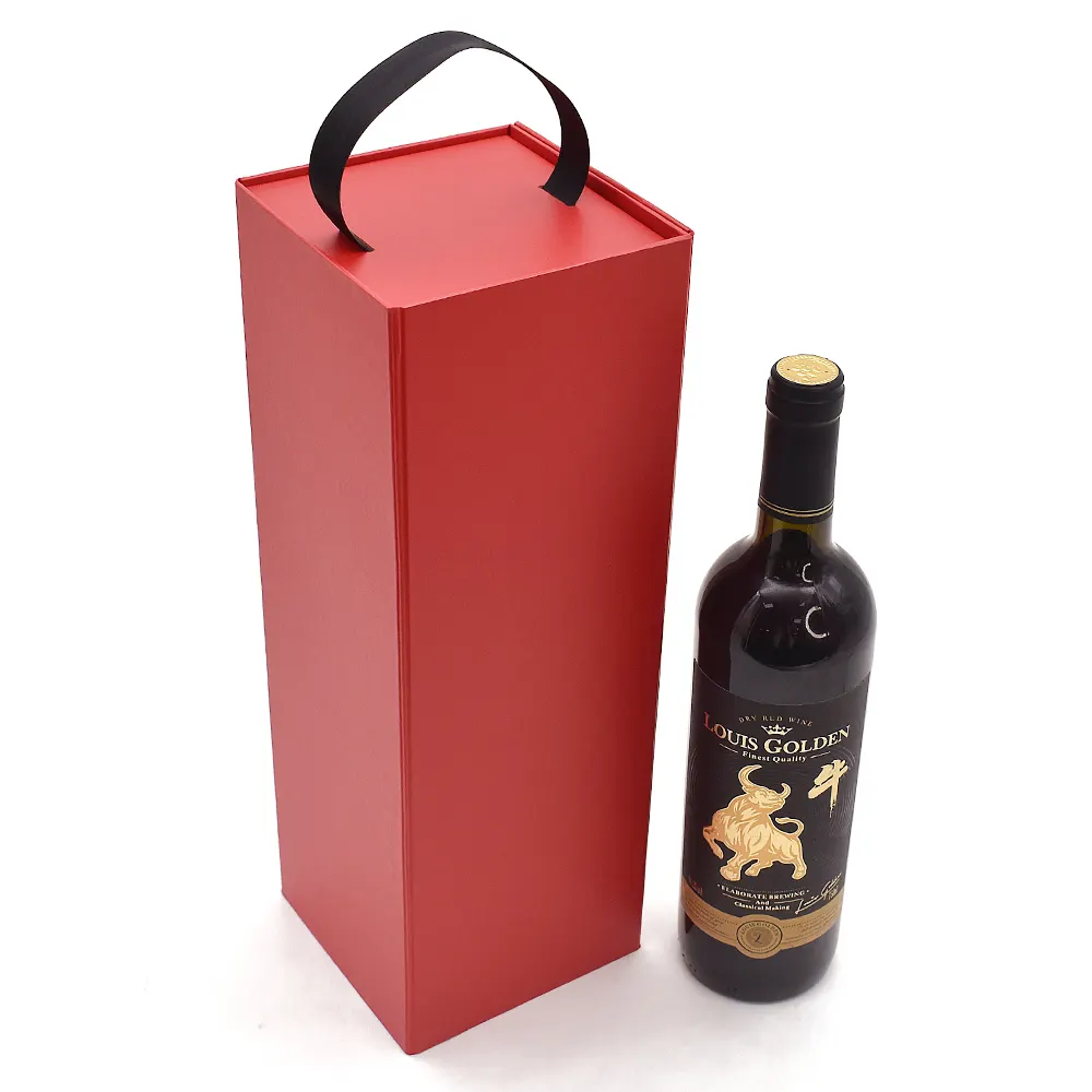 Individuelle schwarze und rote einzelflaschenverpackung für kleine unternehmen  faltbare luxuriöse geschenkbox für champagner rotwein