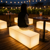 Chaise cube lumineuse moderne d'extérieur, mobilier de salle à manger rustique en plastique pour bar/hôtel/boîte de nuit, chaise de bar d'extérieur, banc lumineux