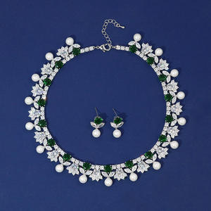 HIBRIDE Big Luxury Pearl <span class=keywords><strong>2</strong></span> pz Set collana e orecchini per matrimonio nuziale Set di gioielli da donna accessori N-1556 - Product Image 2