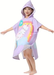 Albornoz Ligero de Secado Rápido con Logotipo Personalizado, Poncho Infantil con Capucha, Toalla de Playa de Algodón - Product Image 4