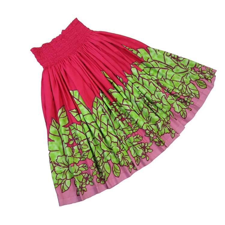 Grosir HS00013 Rok Hula Pa'u 4 Warna dengan Cetak Bunga Mode Aksesori Rok Wanita untuk Dekorasi Pesta Dansa Hawaii