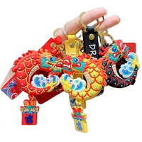 Porte-clés pendentif figurine Dragon à huit faces de dessin animé, thème Nouvel An, pour sac et voiture, petit cadeau pour femme, Année du Dragon