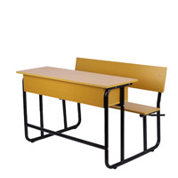 Meubles de classe modernes en gros, chaise et table pour étudiants, banc d'école en bois à 3 places avec cadre en acier