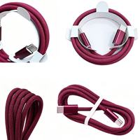 Câble de charge rapide Type C vers Type C 60W PD couleur cerise foncée pour iPhone 18 Pro Max, en alliage d'aluminium et nylon tressé