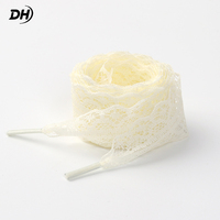 Lacets plats en dentelle festonnée à motif floral ajouré, lacets décoratifs à nœuds pour chaussures Mary Jane et chaussures de mariage