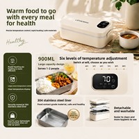 Kotak Makan Siang Termal Stainless Steel 304 Pemanas Listrik Dapat Diisi Ulang USB Anti Bocor Dapat Digunakan di Microwave Portabel Fungsi Timer untuk Luar Ruangan