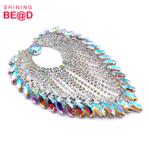 Patch de gland en forme de cœur scintillant cousu <span class=keywords><strong>sur</strong></span> l'épaule chaîne cristal AB verre strass Applique pour décoration de robe de mariée - Product Image 5