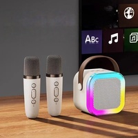 Haut-parleur portable sans fil mini K12 RVB LED avec fonction karaoké, double microphone, 5W, 800mAh, jouet pour enfants - Grande Vente