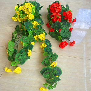 Colgante 9/12 tenedores artificiales Begonia ramo de flores de seda con hojas Faux geranio flores planta para decoración de fiesta de boda - Product Image 4