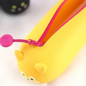 Personnalisé mignon dessin animé animaux forme doux écologique étanche inodore flexible Durable étui à crayons en silicone